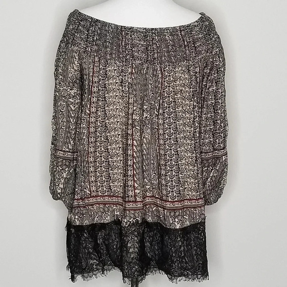 Anthropologie Vanessa Virginia Boho Lace Detail Off Shoulder Top S - Picture 5 of 8